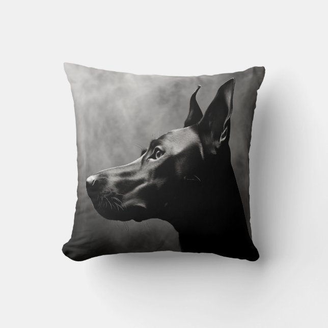 Doberman Pinscher Zwart-wit Kussen (Voorkant)