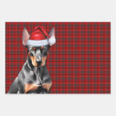 Doberman Pinshcer Christmas Dog and Red Plaid Inpakpapier Vel (Voorkant 3)