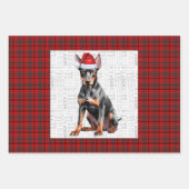 Doberman Pinshcer Christmas Dog and Red Plaid Inpakpapier Vel (Voorkant)