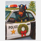 Doberman Police Holiday Blanket  Fleece Deken (Voorkant)