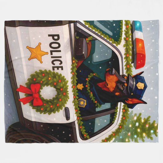 Doberman Police Holiday Blanket Fleece Deken (Voorkant (Horizontaal))