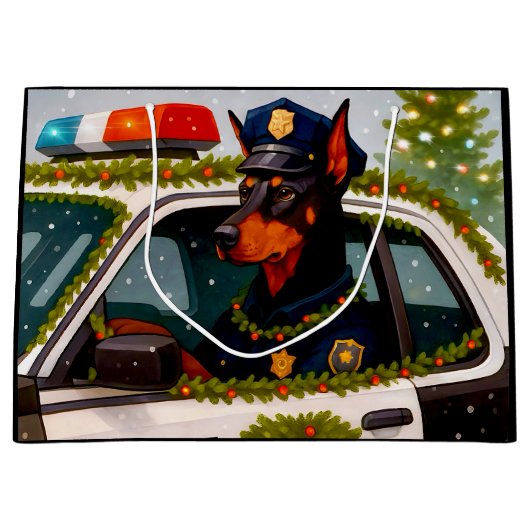 Doberman Police Holiday Card Groot Cadeauzakje (Voorkant)
