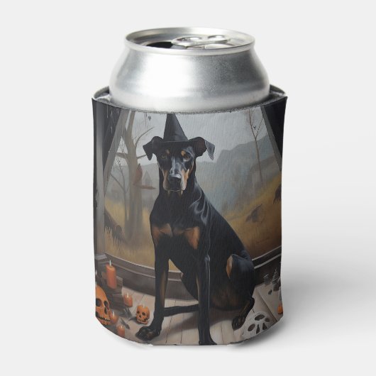 Doberman pompoenen Halloween eng Blikjeskoeler (Blikje Voorkant)