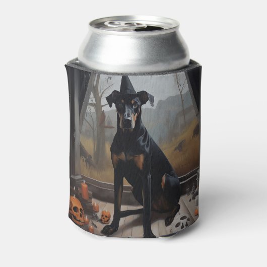 Doberman pompoenen Halloween eng Blikjeskoeler (Blikje Achterkant)