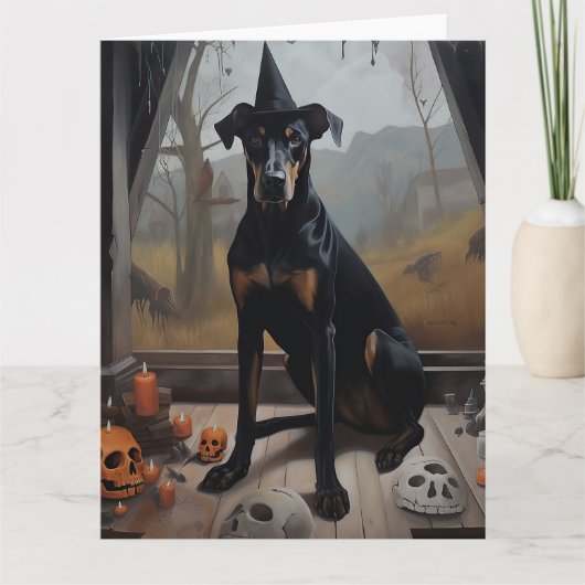 Doberman pompoenen Halloween eng Kaart (Voorkant)