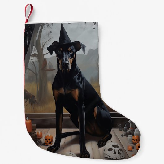 Doberman pompoenen Halloween eng Kleine Kerstsok (Voorkant)