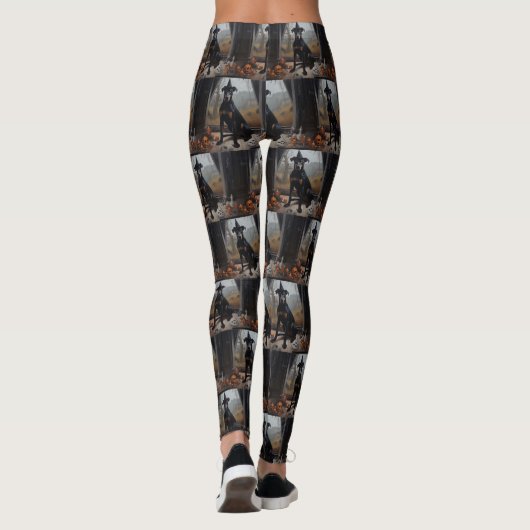 Doberman pompoenen Halloween eng Leggings (Achterkant)