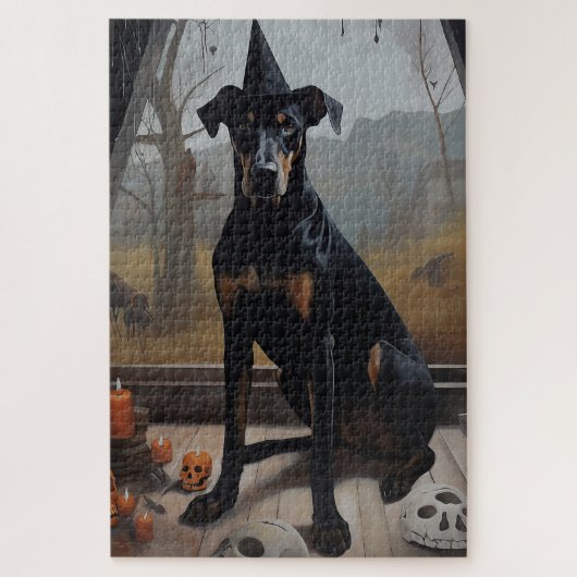 Doberman pompoenen Halloween eng Legpuzzel (Verticaal)