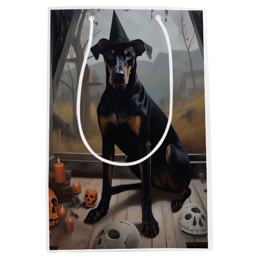 Doberman pompoenen Halloween eng Medium Cadeauzakje (Voorkant)