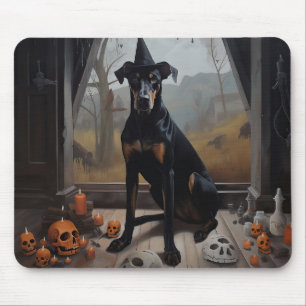 Doberman pompoenen Halloween eng Muismat