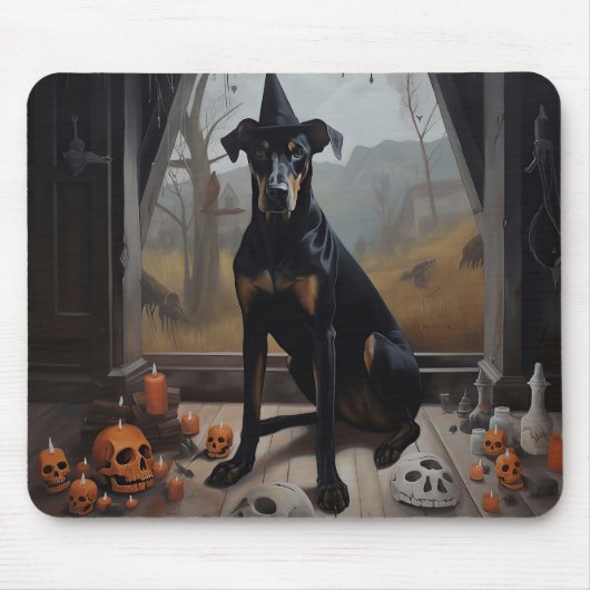 Doberman pompoenen Halloween eng Muismat (Voorkant)