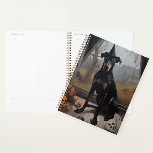 Doberman pompoenen Halloween eng Planner (Display)