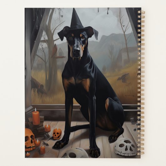 Doberman pompoenen Halloween eng Planner (Achterkant)