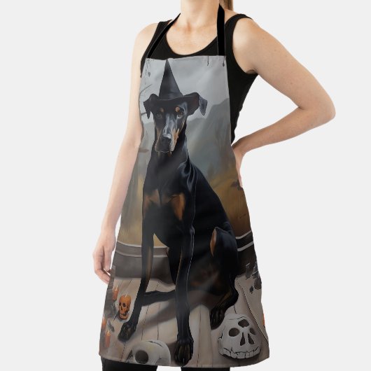 Doberman pompoenen Halloween eng Schort (Insitu)