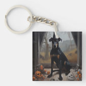 Doberman pompoenen Halloween eng Sleutelhanger (Voorkant)