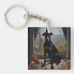 Doberman pompoenen Halloween eng Sleutelhanger