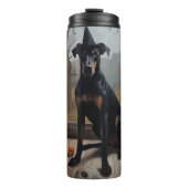 Doberman pompoenen Halloween eng Thermosbeker (Voorkant)