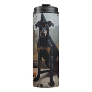 Doberman pompoenen Halloween eng Thermosbeker