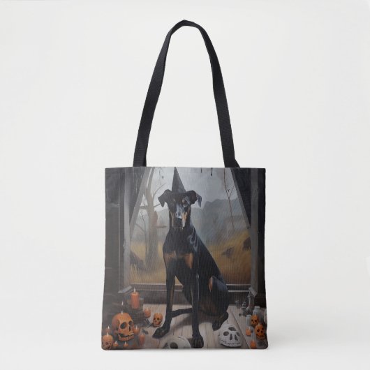 Doberman pompoenen Halloween eng Tote Bag (Voorkant)