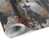 Doberman Pompoenen Halloween Griezelen Cadeaupapier (Rol Hoek)