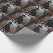 Doberman Pompoenen Halloween Griezelen Cadeaupapier (Hoek)