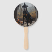 Doberman Pompoenen Halloween Griezelen Handwaaier (Voorkant)