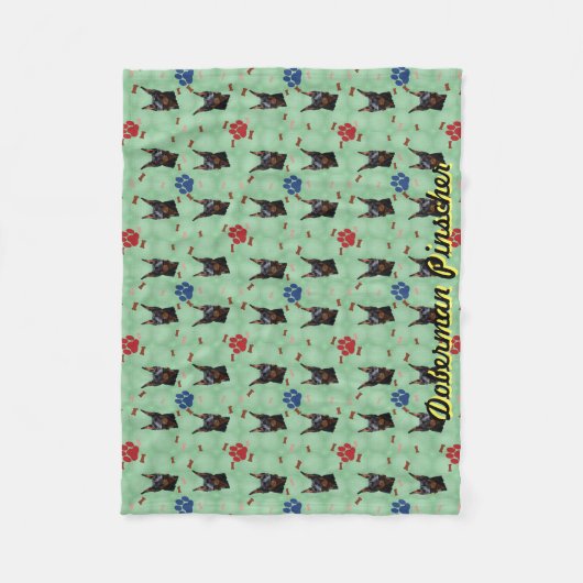 Doberman Portrait Fleece Deken (Voorkant)
