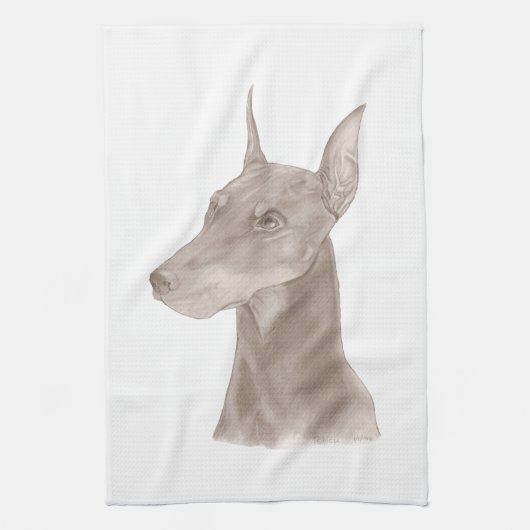 Doberman Portrait Theedoek (Verticaal)