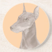 Doberman Portrait Zandsteen Onderzetter (Voorkant)