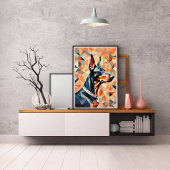 Doberman poster {BD-C1} Oranje Zwart l geometrisch
