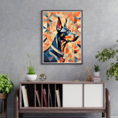 Doberman poster {BD-C1} Oranje Zwart l geometrisch