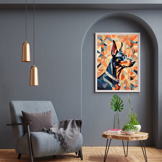 Doberman poster {BD-C1} Sinaasappel Zwart l geomet