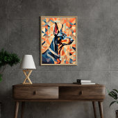 Doberman poster {BD-C1} Sinaasappel Zwart l geomet