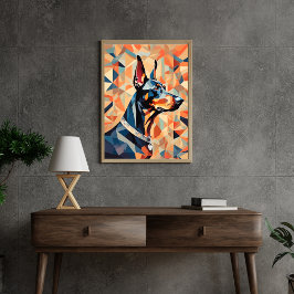 Doberman poster {BD-C1} Sinaasappel Zwart l geomet