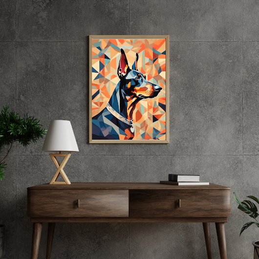 Doberman poster {BD-C1} Sinaasappel Zwart l geomet