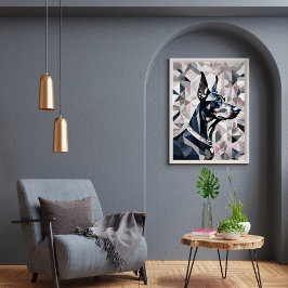 Doberman poster {BD-C2} monotone l geometrisch