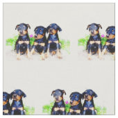 Doberman puppies dog Custom Fabric Stof (Close Up)