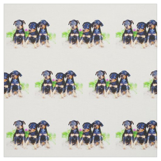 Doberman puppies dog Custom Fabric Stof (Swatch)