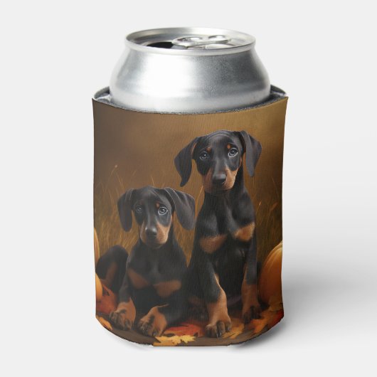 Doberman Puppy Herfst Delight Pompoen Blikjeskoeler (Blikje Voorkant)