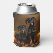 Doberman Puppy Herfst Delight Pompoen Blikjeskoeler (Blikje Achterkant)