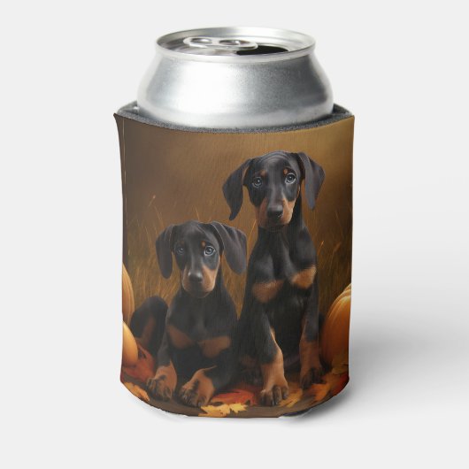 Doberman Puppy Herfst Delight Pompoen Blikjeskoeler (Blikje Achterkant)