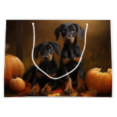 Doberman Puppy Herfst Delight Pompoen Groot Cadeauzakje (Voorkant)