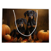 Doberman Puppy Herfst Delight Pompoen Groot Cadeauzakje (Achterkant)