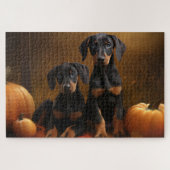 Doberman Puppy Herfst Delight Pompoen Legpuzzel (Horizontaal)