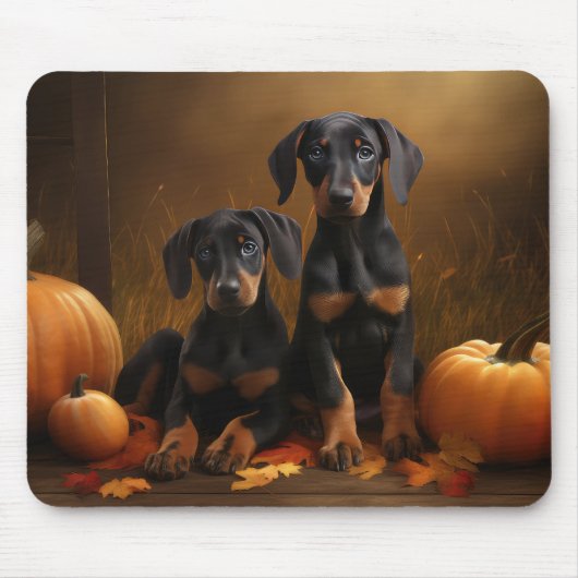 Doberman Puppy Herfst Delight Pompoen Muismat (Voorkant)