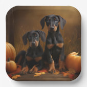 Doberman Puppy Herfst Delight Pompoen Papieren Bordje (Voorkant)