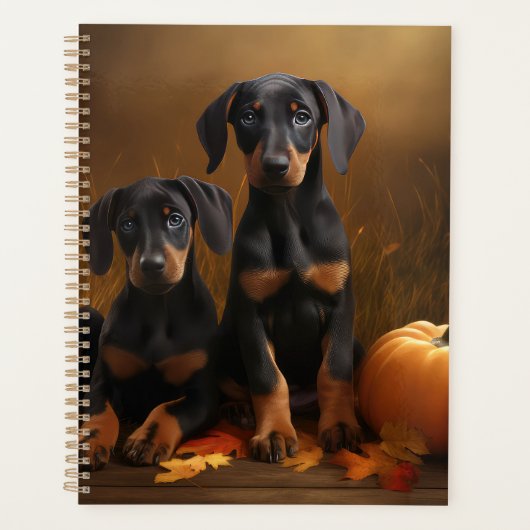 Doberman Puppy Herfst Delight Pompoen Planner (Voorkant)