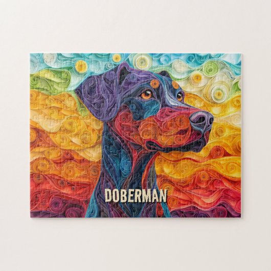 Doberman Quilling Art Dog Portret Legpuzzel (Horizontaal)