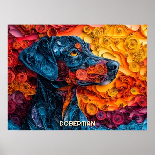 Doberman Quilling Art Dog Portret Poster (Voorkant)