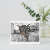 Doberman Riding in auto Briefkaart (Staand voorkant)